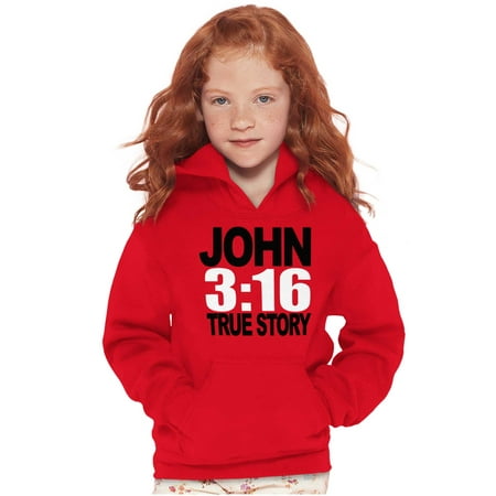John 3:16 True Story Bible Verse Youth Hoodie Boy Girl Teen Brisco Brands M