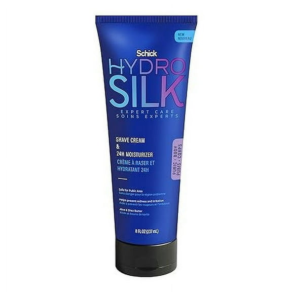 Schick Hydro Silk Shave Cream & 24-Hour Moisturizer | Pubic Hair Shave Cream for Women and Bikini Area Moisturizer, Shaving Cream for Women Sensitive Skin, 8 fluid oz