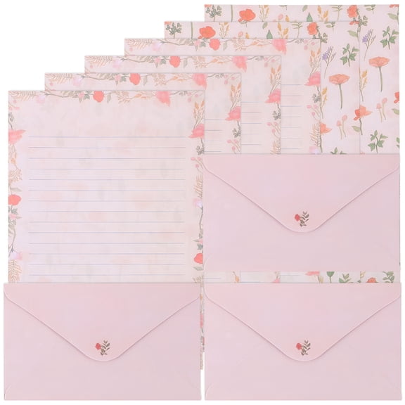 CCOCC 5 Sets Pink A5 Writing Paper and Envelope Kit for Friends Who Like to Write Art Supplies Envelope