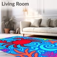 thumbnail image 2 of ODIKA 5'x7' Machine Washable Non-Slip Area Rug, Whimsical Ocean Creature Featuring Crustacean and Nautical High Traffic Rug, Red, 724983, 2 of 7