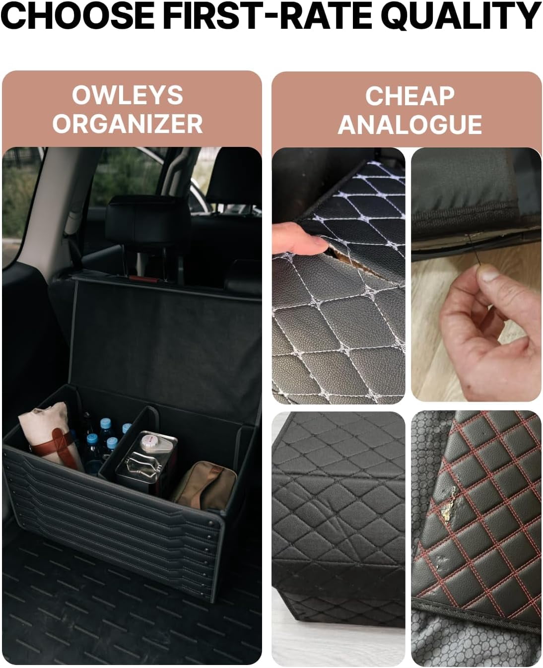 Owleys Eco-Leather SUV and Car Trunk Organizer Storage Bin with Lid Highway 1 Pc
