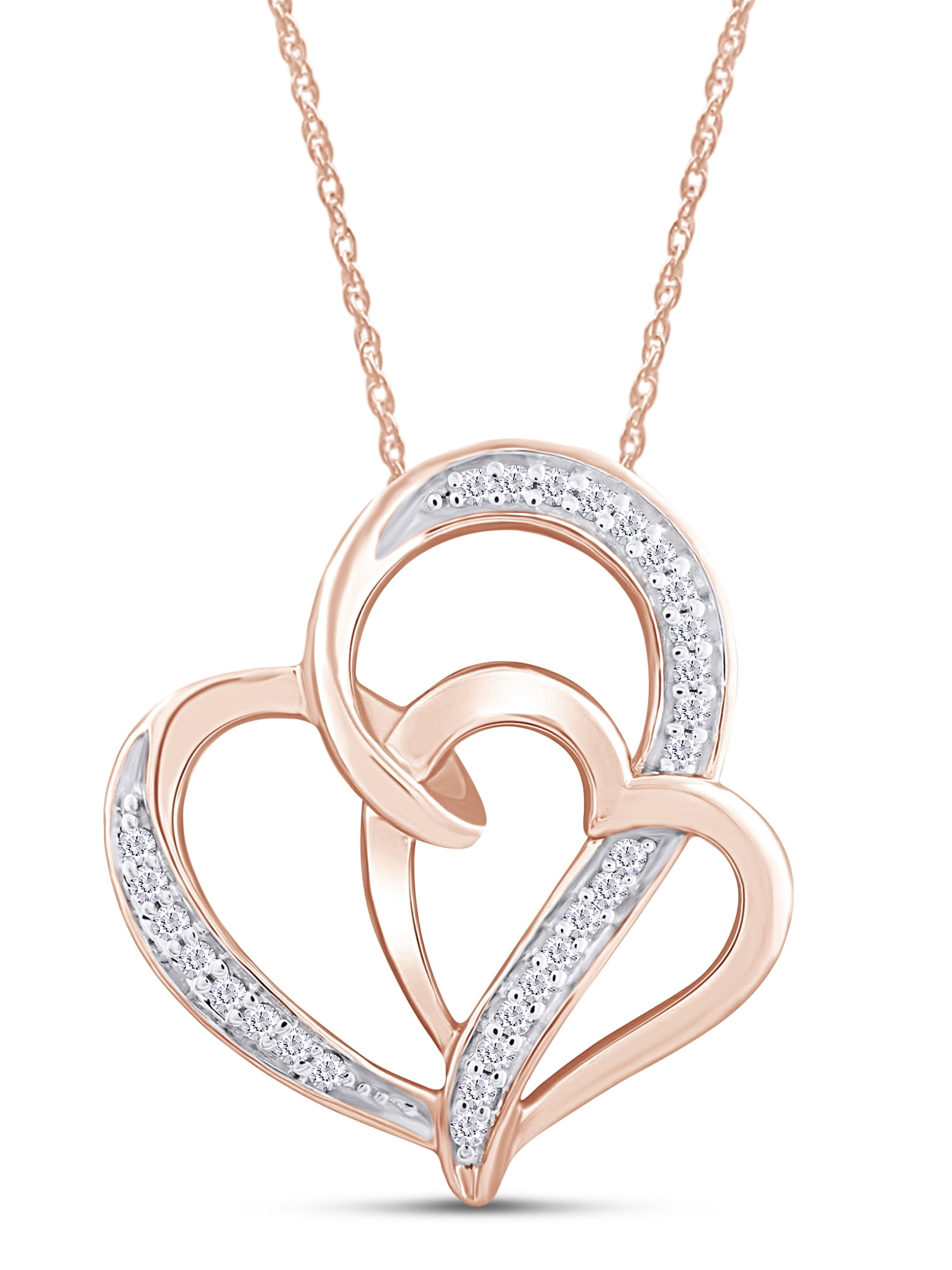 Wishrocks 14K White Gold Over Sterling Silver Interlocking Heart Circles Pendant Necklace 