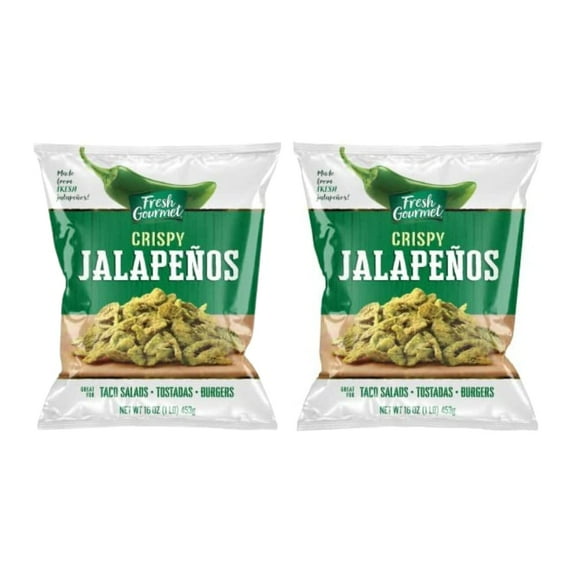 Fresh Gourmet Crispy Lightly Salted Jalapenos Crunchy Snack and Salad Topper 16 Ounce (Pack of 2)