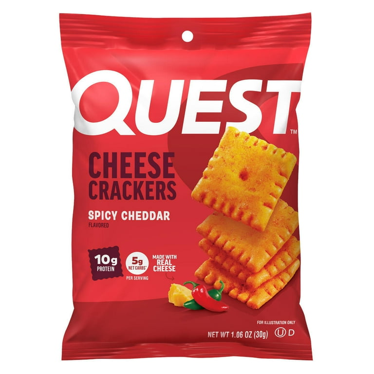 Quest Nutrition Spicy Cheddar Cheese Crackers & Peanut Butter Cups – High Protein, Low Carb, Keto Friendly Snack Pack