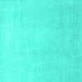 thumbnail image 1 of Ahgly Company Machine Washable Indoor Square Solid Turquoise Blue Modern Area Rugs, 5' Square, 1 of 4