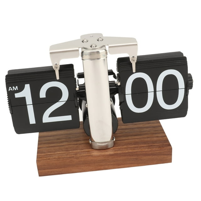 Reloj Digital Retro Abatible Hacia Abajo, Reloj Mecánico Automático, Decoración Para El Hogar Y La Oficina, PVC De Nogal Negro