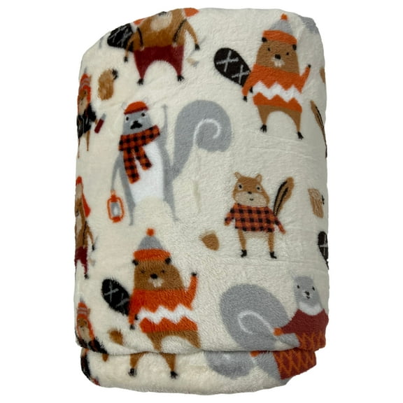 The Big One Plush Lodge Critters Oversized Throw Blanket, 5 ft x 6 ft