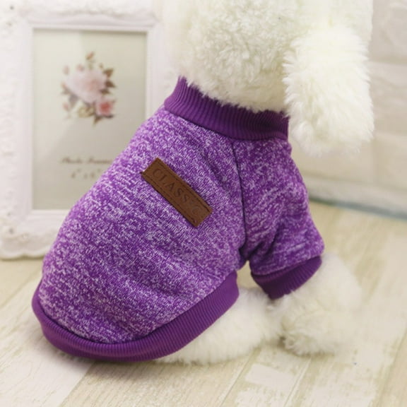 Pet Clothes for Small Dogs and Cats Pet Dog Classic Knitwear Sweater Fleece Coat Soft Thickening Warm Pup Dogs Shirt Winter Pet Dog Cat Customes for Small Dogs Purple M