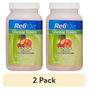 (2 pack) ReliOn Glucose Tablets, Tropical Fruit Flavor, 50 Count