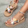 thumbnail image 6 of IWRICH Platform Sandals for Women Summer Casual Bohemian Sandals Beach Vacations Open Toe Sandals with Elastic Ankle Straps Beige 7, 6 of 8
