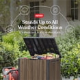 thumbnail image 3 of Keter Signature Everwood 30 Gallon Resin Outdoor Storage Box and Patio Furniture Side Table for Pool and Garden Accessories, Walnut, 3 of 10