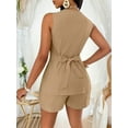 thumbnail image 3 of ZOELNIC Womens 2 Piece Outfits Casual Suit Sets Sleeveless Button Down Blazer Vest Shorts Office Business Matching Set, M, 3 of 4