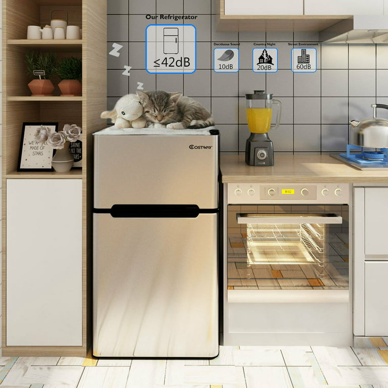 3.2Cu.Ft Mini Fridge with Freezer - Small Refrigerator for Bedroom