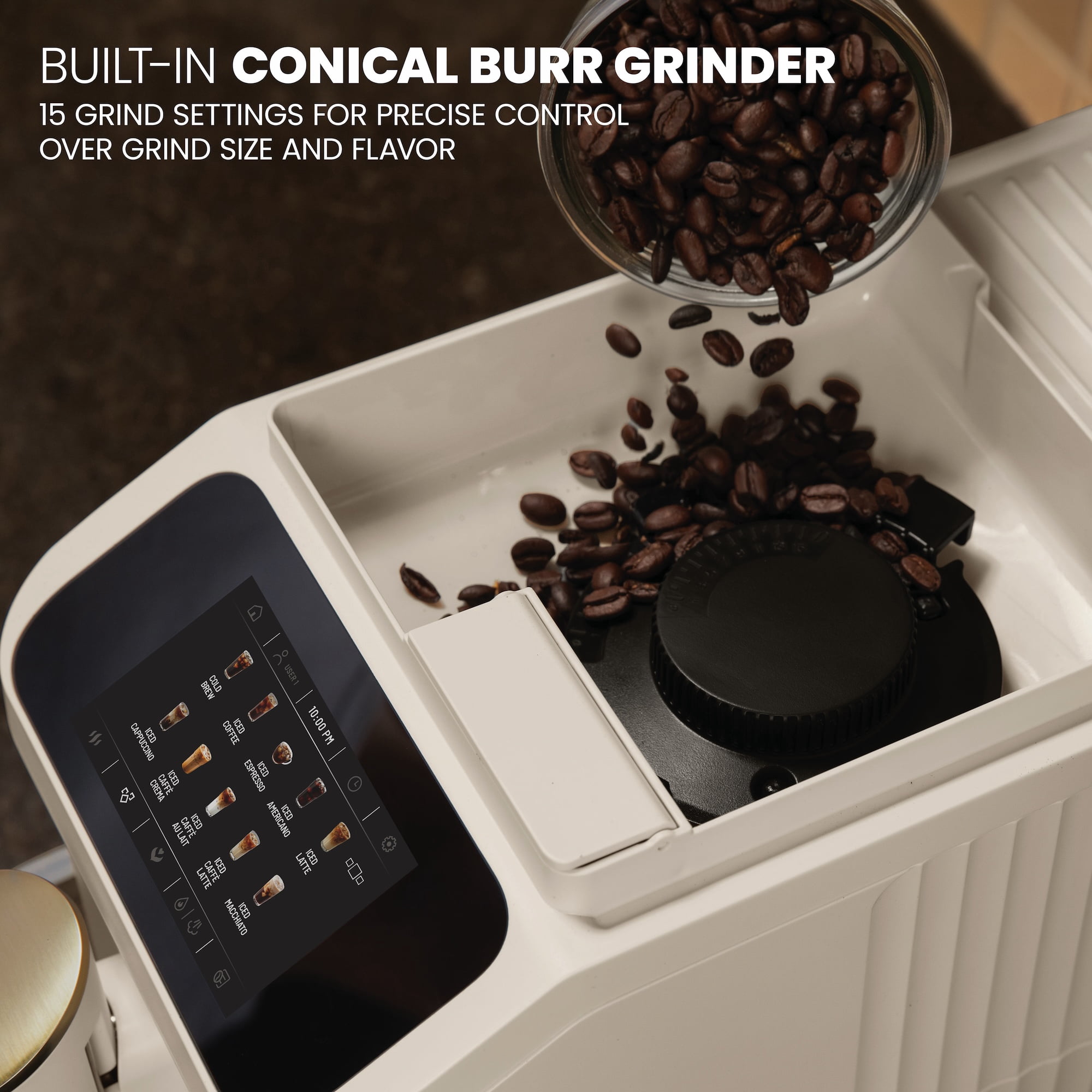 Thyme & Table Fully Automatic Espresso Machine, Sand White