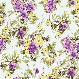 Cali Fabrics Plum Floral on Slate Blue Designer Chiffon Fabric by the Yard