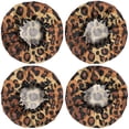 thumbnail image 2 of Shower Caps,Orange and Brown Leopard Pattern Waterproof Shower Cap for Women 4 Pieces,Double Reusable Hair Cover for Shower PEVA Elastic Stretch Hem, 2 of 7
