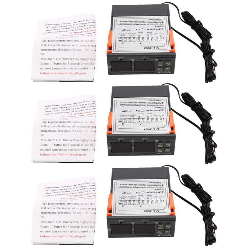 3X -3008 110-220V Dual Digital Thermostat Temperature Controller for Incubator Thermostat Hygrometer Dehumidifier