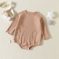 thumbnail image 2 of Youmylove Baby Girls Solid Autumn Long Pocket Ruffle Sleeve Romper Bodysuit Clothes Girl Bodysuit Long Sleeve, 2 of 4