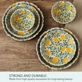 thumbnail image 3 of Pfaltzgraff Tranquil Elegance 12 Piece Stoneware Dinnerware Set Off White with Yellow Flowers and Blue Accents, 3 of 11