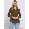thumbnail image 4 of DARING DIVA Women's Long Sleeve Business Casual Work Top S Brown, 4 of 6
