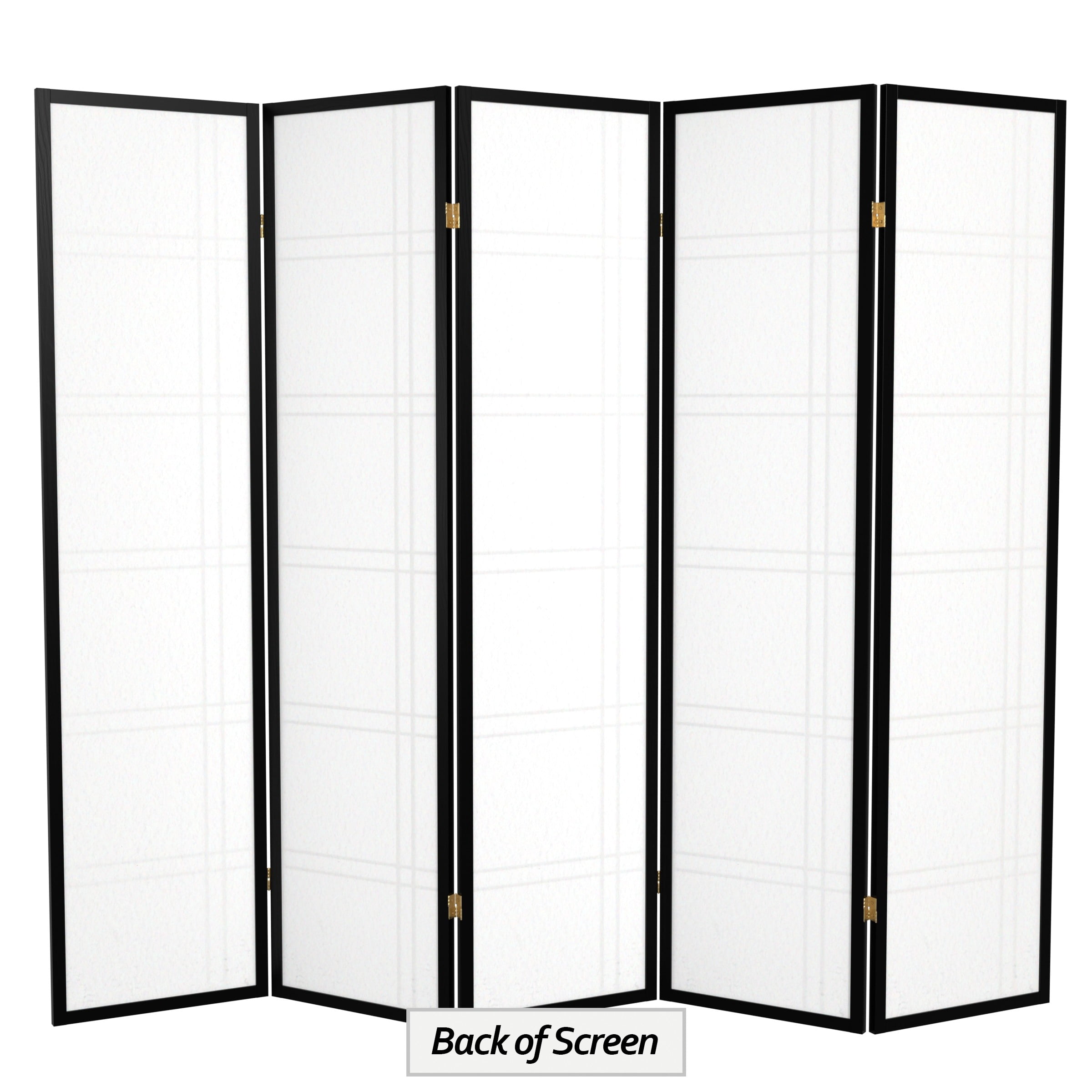 6 ft. Tall Double Cross Shoji Screen - Black - 5 Panels