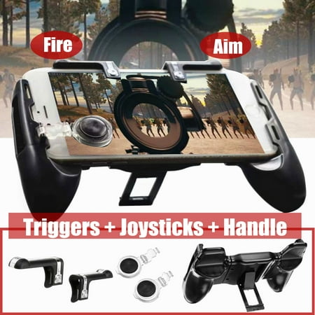 Kadell Fire Button + Gamepad + 2 Joysticks Gaming Controller Handle Trigger Phone Holder For PUBG Mobile Legends ACT FPS FGT RPG Online (Best Mobile Fps Games)