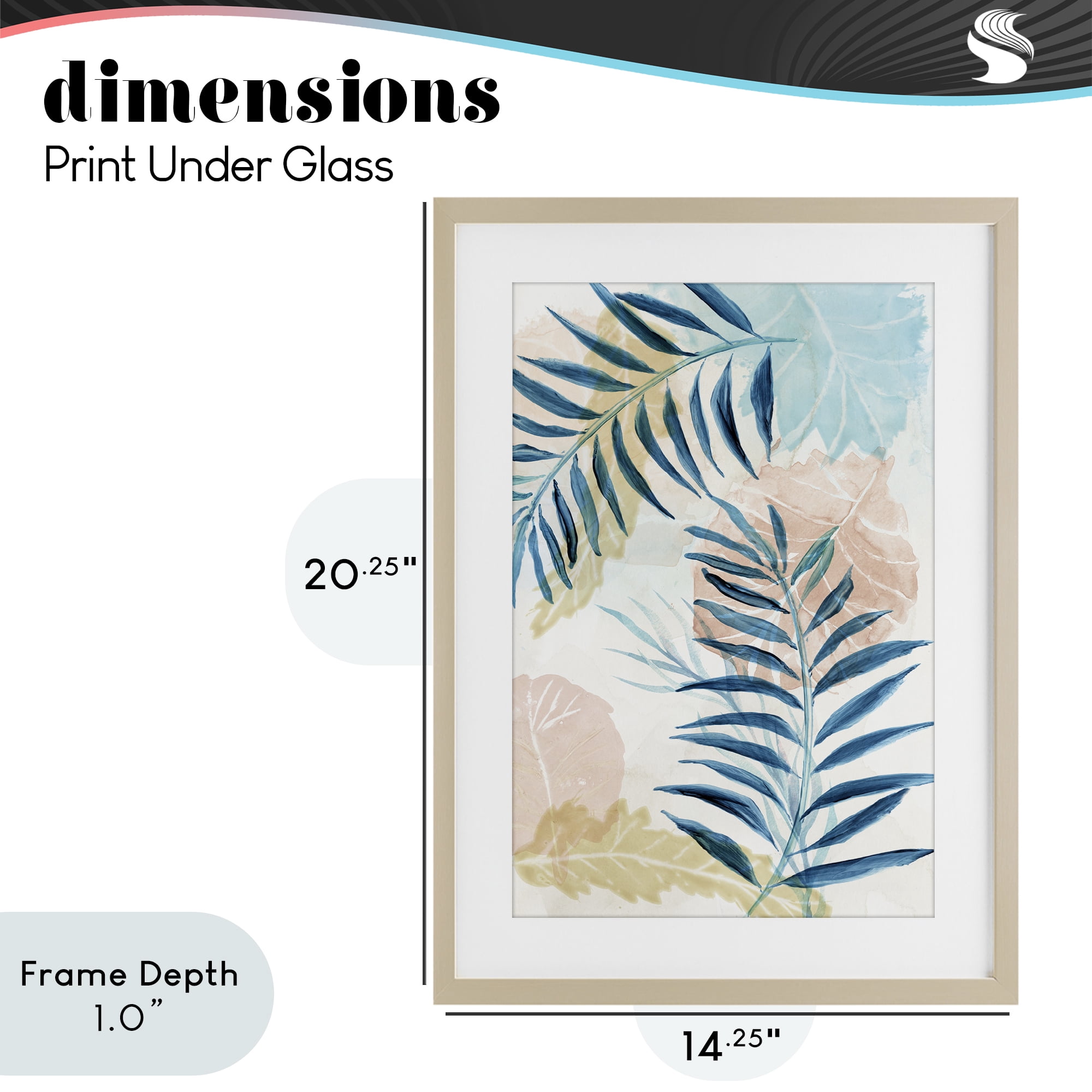 Stupell Industries Blue Palm Fronds in Pastel Haze Birch Framed Print Under Glass, design by Nan