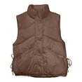 thumbnail image 4 of ZHOGXU Women's Vest Coat Sleeveless Lapel Solid Color Zipper Comfortable Thickened Jacket For Casual Daily Wear Coffee Xxl, 4 of 4