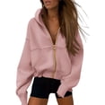 thumbnail image 1 of Sudadera PRETTYGARDEN con cierre y capucha, manga larga, rosa polvoriento, talla S, 1 of 7
