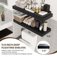 thumbnail image 4 of Deep Floating Shelves | 36 Inch Black Set Of 2 12 Rustic Wood For Wall 36" W X 12" D Living Room Bathroom Laundry Kitchen, 4 of 7