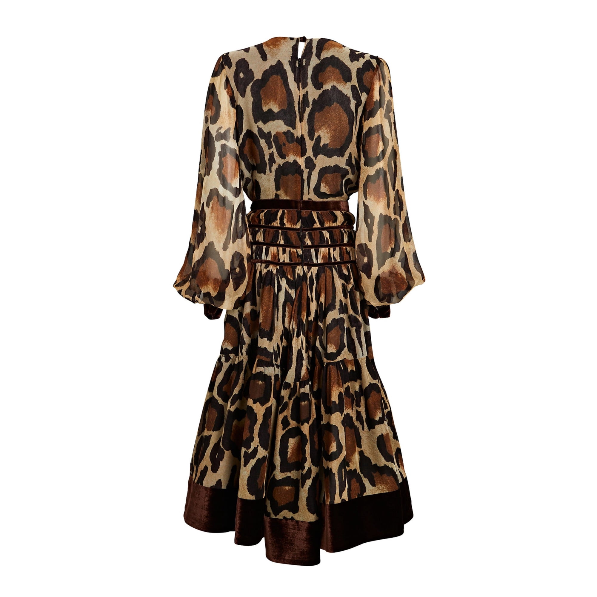 SERGIO HUDSON Womens Brown Zippered Sheer Lined Gathered Animal Print Cuffed Sleeve V Neck Midi Cocktail Fit Flare Dress 2 Walmart