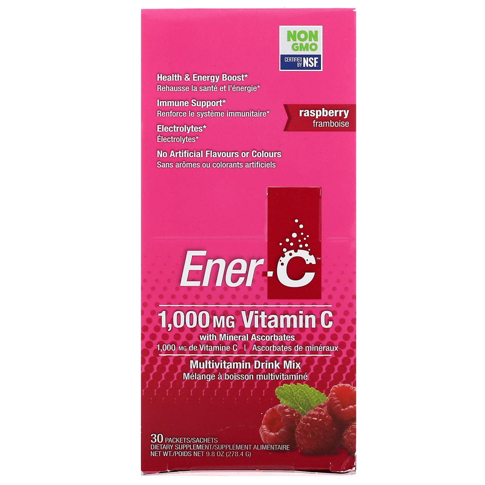 EnerC Vitamin C Multivitamin Drink Mix Raspberry 30 Packets 9 8 oz 277 g