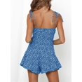 thumbnail image 2 of Summer Spaghetti Strap Women Boho Floral Wide Leg Short Romper Smocked Jumpsuit, 2 of 4