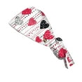 thumbnail image 4 of Valentine's Day Scrub Cap, Heart Print Adjustable Bouffant Hat, Tie Back Working Head Cover for Long Hair White, 4 of 6