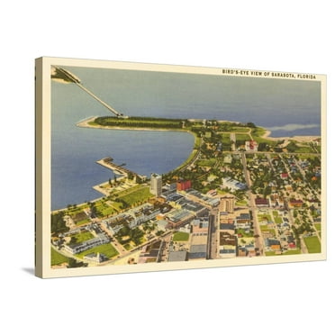 Art.com Aerial View of Sarasota, Florida Stretched Canvas Print Wall Art, 36" x 24"
