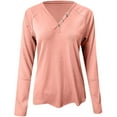 thumbnail image 4 of OKBOP Plus Size Sexy Tops,Fashion Woman V-Neck Long Sleeve T-Shirt Autumn Solid Loose Long Sleeve Blouse Fall Shirts, 4 of 6