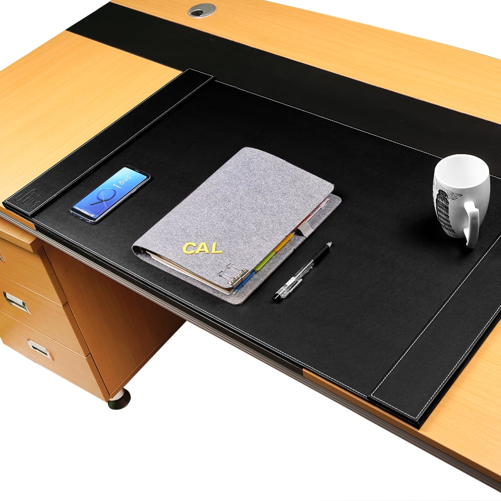 SUM Edge Series Hard Surface Stationary Vegan Leather Office Table top Desk Pad 34 x 20 for Desktops or Laptops