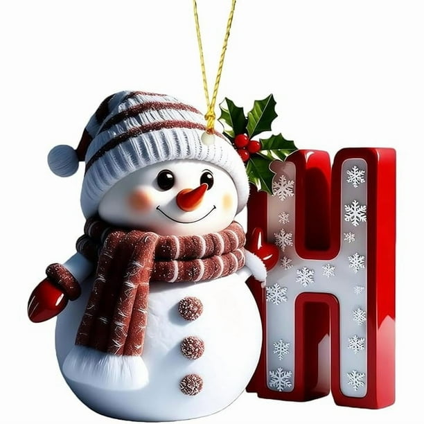 Adornos navideños de muñeco de nieve | Juego de 26 letras decorativas para una decoración navideña personalizada | Colgantes para interiores para el hogar, la oficina y fiestas