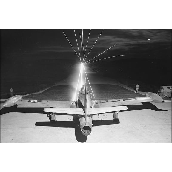 24"x36" Gallery Poster, Testing 12.7 mm machine guns F-84E Thunderjet korean war 1951