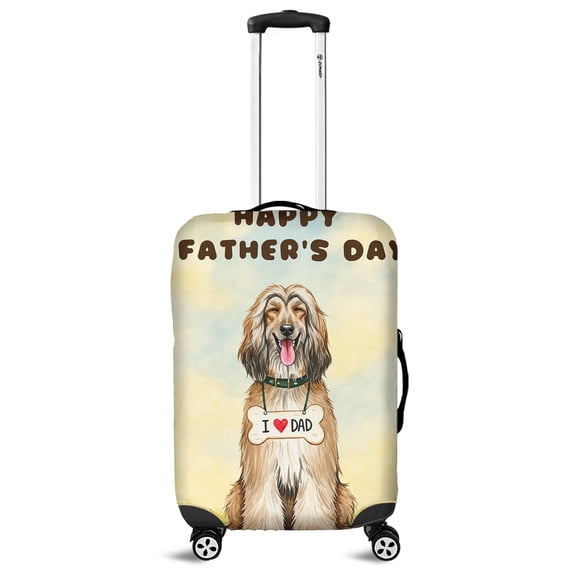 Cute Afghan Hound Loves Dad Happy Father's Day Travel Luggage Cover Dog Lover Suitcase Dust Protective Decor - 12008