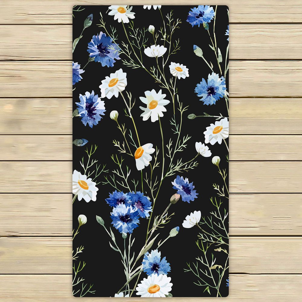 PHFZK Watercolor Towel, Cornflower Daisy Floral Print Hand Towel Bath