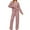 Pink, variant on UVN Pajama Sets for Women Long Sleeve Lounge Set Ribbed Knit Sleepwear 2 Piece Pjs Soft Loungewear with Pockets