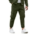 thumbnail image 2 of DJDLJWCJ Mens Cargo Pants Stretch Straight Leg Elastic Waist Pants Multi-Pocket Solid Winter Outdoor Hiking Pants Army Green S, 2 of 6