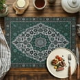 thumbnail image 2 of Placemats Set of 6, Boho Flower Place Mats Dark Green Bohemia Geometric Tribal Tablemats Washable Placemat Table Decoration for Kitchen Table Dinner Party Home Decor Indoor Outdoor 13x19 Inch, 2 of 9