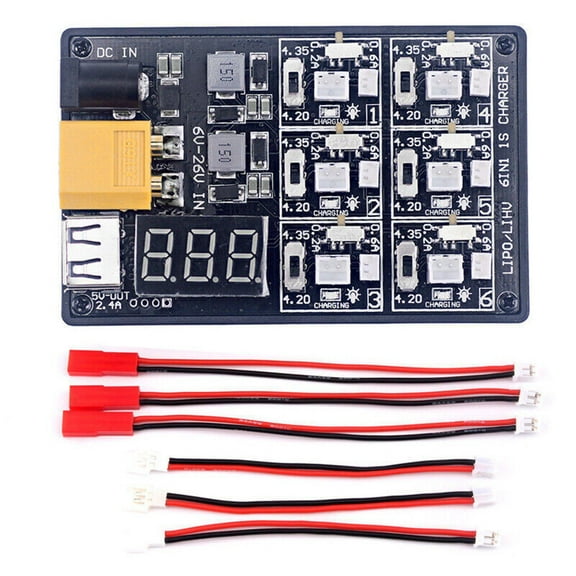 6 in 1 3.7V 3.8V 1S Lipo LiHv Battery Charger Board for Tiny 6 7 QX65 Mobula7 Accessories