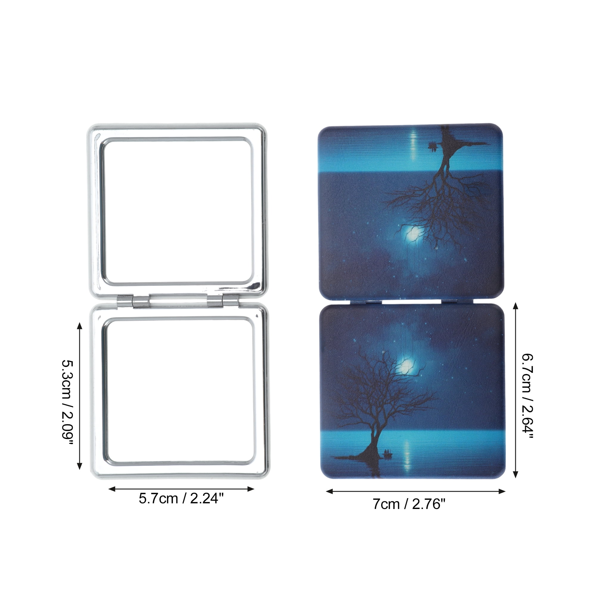 Unique Bargains 1 Pc Star Full Moon Makeup Mirror for Travel Vacation Navy Blue