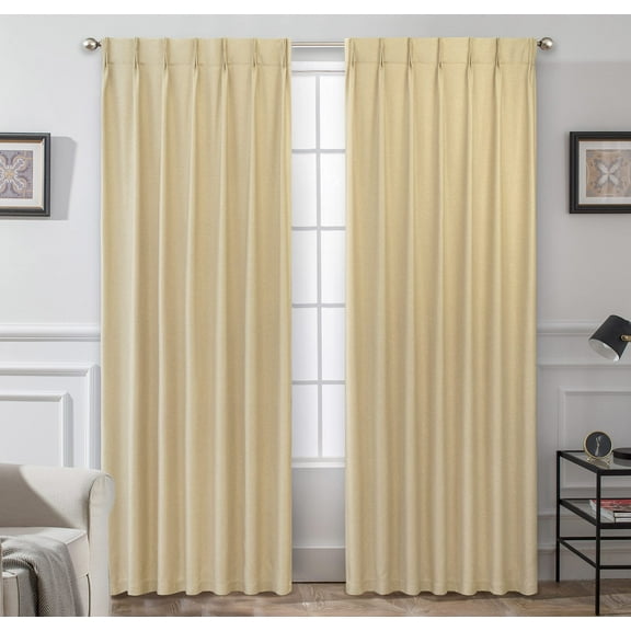 DriftAway Pinch Pleat Blackout Curtains 96 Inches Long 2 Panels Set Faux Linen Textured Curtains for Bedroom Living Room Thermal Insulated Privacy Back Tab Window Drapes 52x96 Beige