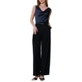 thumbnail image 2 of INSPIRE CHIC Women's Sleeveless Satin Cowl Neck Casual Office Dressy Tank Top S Navy Blue, 2 of 5