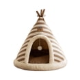 thumbnail image 2 of Teepee Enclosed Cat Cave Bed, Soft Polyester Warm Pet Teepee Tent Nest, Enclosed Hideaway House for Small Kitten Puppy Indoor Rest (Brown S), 2 of 9