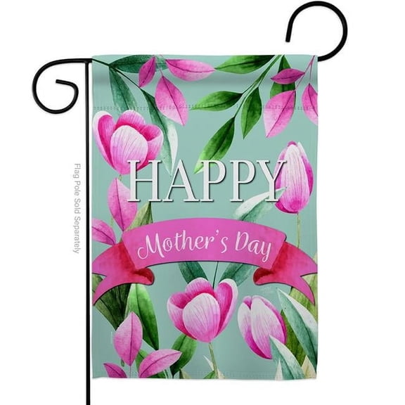 Breeze Decor G165173-BO Happy Mothers Day Garden Flag Family 13 x 18.5 in. Double-Sided Decorative Vertical Flags for House Decoration Banner Yard Gift